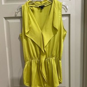 NWOT Ann Taylor Vibrant Lime Green Ruffled Blouse